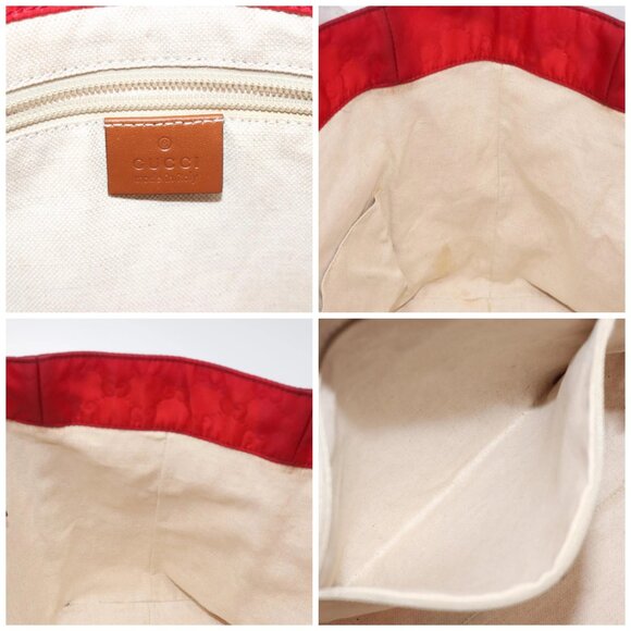 GUCCI GG Canvas Tote Bag Nylon Gold Red 282489 - Picture 14 of 15